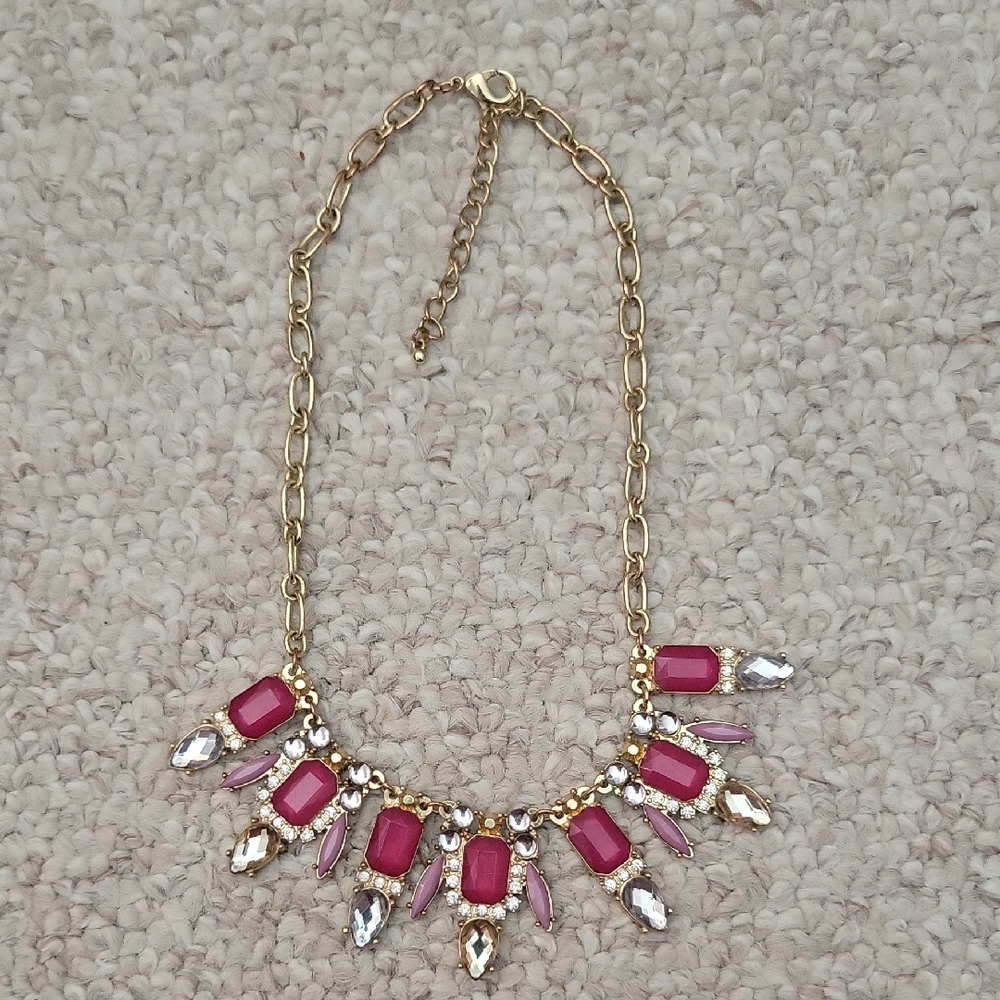 Gold & Magenta Statement Necklace